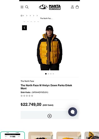 North Face The North Face Erkek Sari Sisme Mont