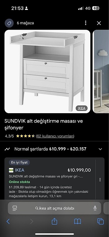 IKEA SUNDVIK Alt değiştirme Masası / Dolabı
