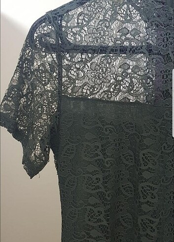 s Beden Haki,Yeşil,Dantelli,Kısa kol,Elbise