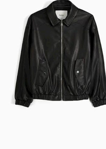 Bershka Bershka Siyah Suni Deri Oversize Ceket