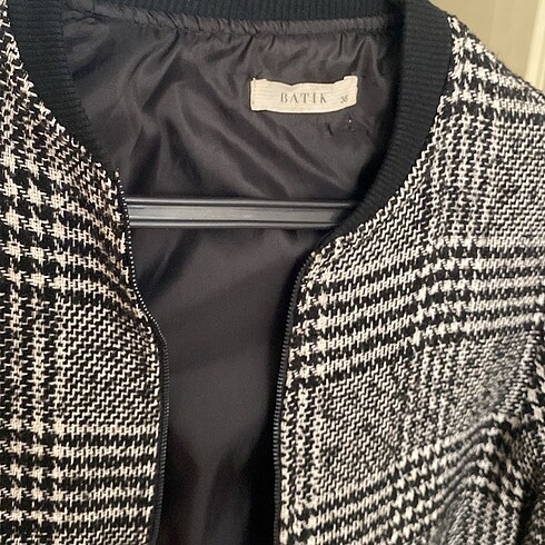 36 Beden Batik ekose yün bomber ceket