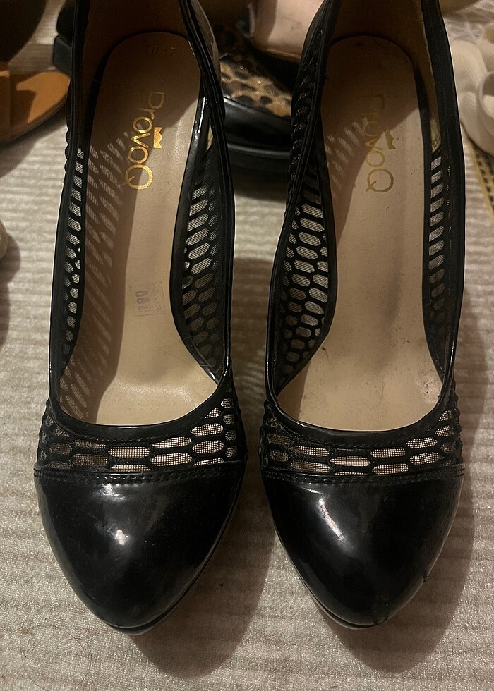 Siyah dantel detaylı ProvQ marka  topuklu - Görsel 3