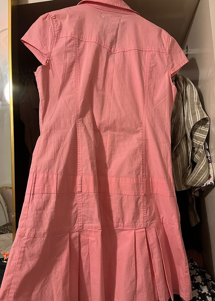 Gömlek  elbise pembe - Görsel 3