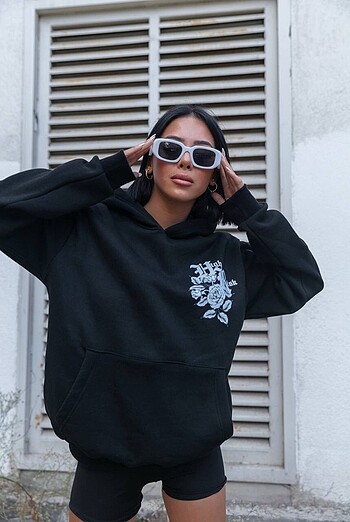 m Beden Oversize Siyah Sweatshirt