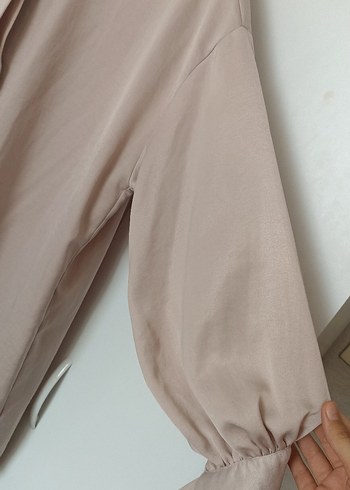 Bej Uzun Kollu Kadın Keten Tunik - Görsel 5