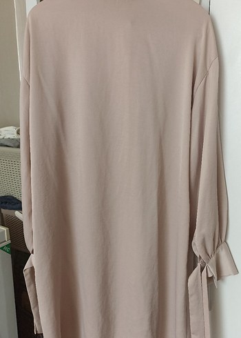 Bej Uzun Kollu Kadın Keten Tunik - Görsel 6