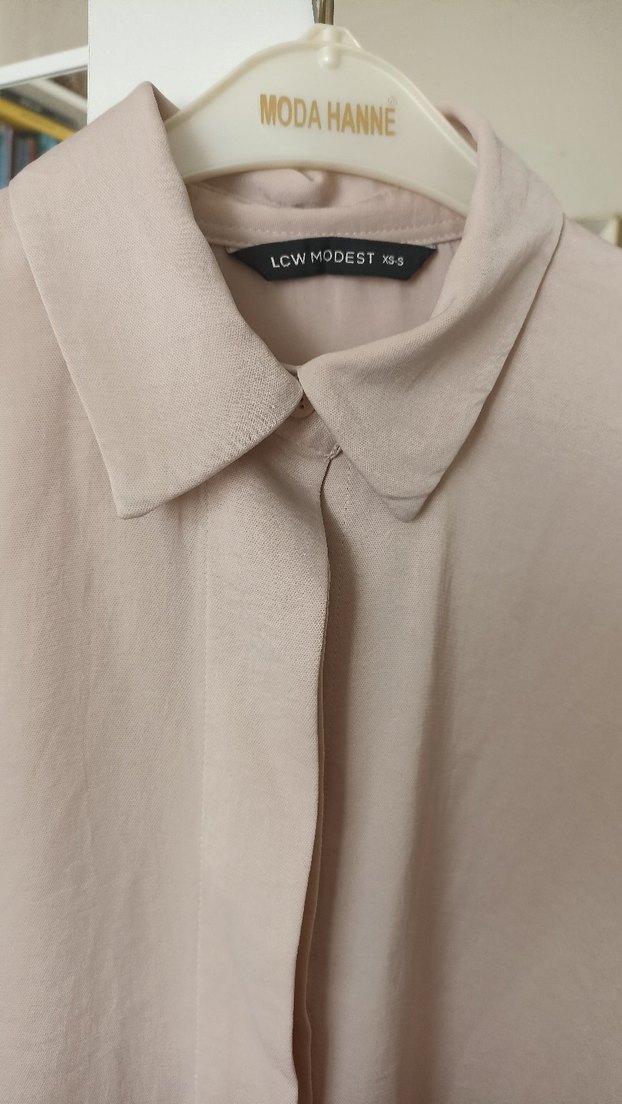 Bej Uzun Kollu Kadın Keten Tunik - Görsel 3