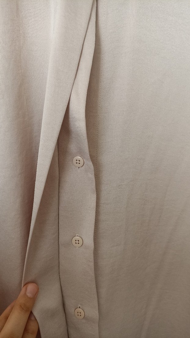 Bej Uzun Kollu Kadın Keten Tunik - Görsel 4