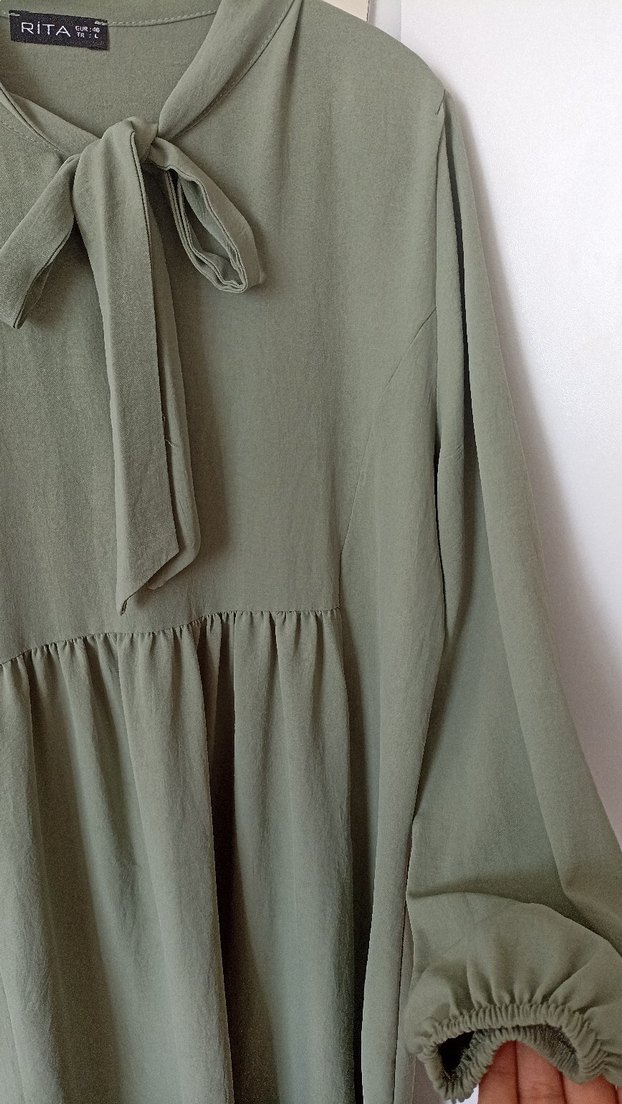 Uzun Kollu Salaş Keten tunik - Görsel 3