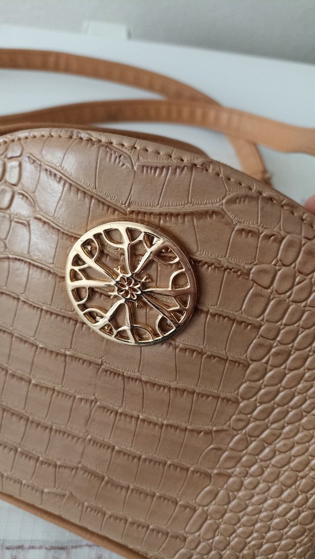 Kahverengi Yılan Derisi Desenli Kadın Deri Çanta - Görsel 2