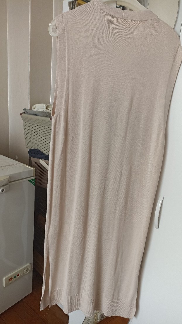 Düğmeli Bej Uzun Kollu Kadın yelek - Görsel 4