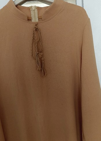 Bej Uzun Kollu Salaş Tunik Püsküllü - Görsel 2
