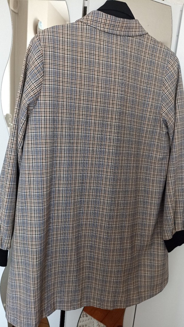 Bej Ekose Desenli Midi Kadın tunik - Görsel 4