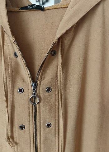 Bej Kadın Süet Uzun Düğmeli Ceket - Görsel 2