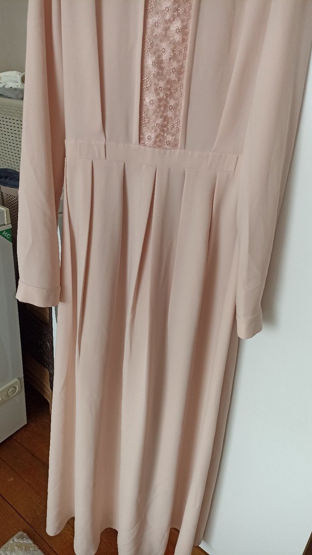 Bej Uzun Kollu Salaş Elbise - Görsel 3