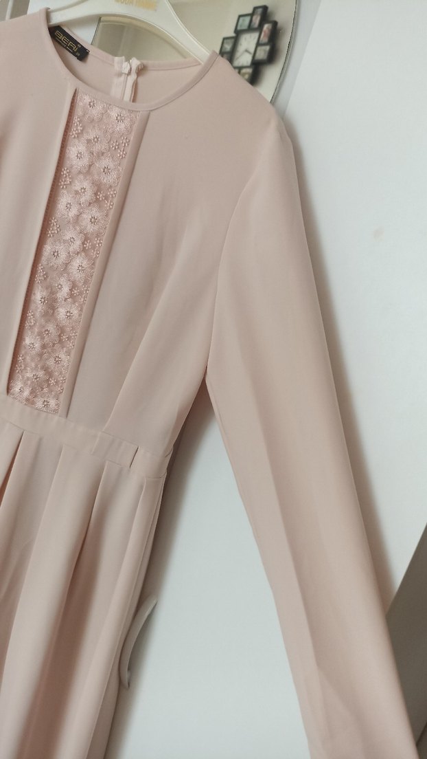 Bej Uzun Kollu Salaş Elbise - Görsel 4