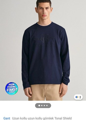 Beyaz GANT Erkek Sweatshirt - Görsel 3