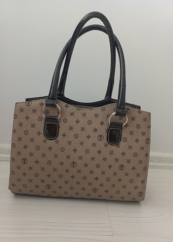 Bej Desenli Klasik Kadın Deri Çanta - Görsel 2