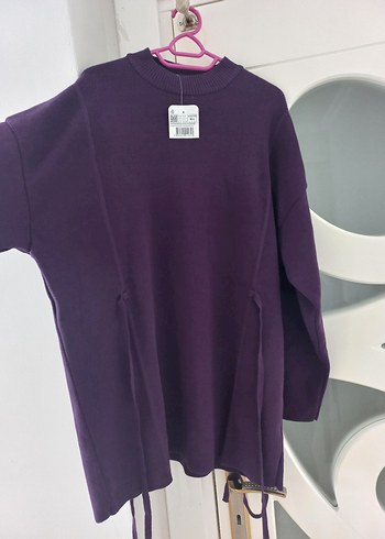 Mor Yüksek Yakalı Salaş Kadın Kazak - Görsel 2