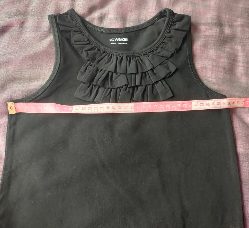 LC Waikiki Siyah Kız Çocuk Fırfırlı Kolsuz tişört - Görsel 4