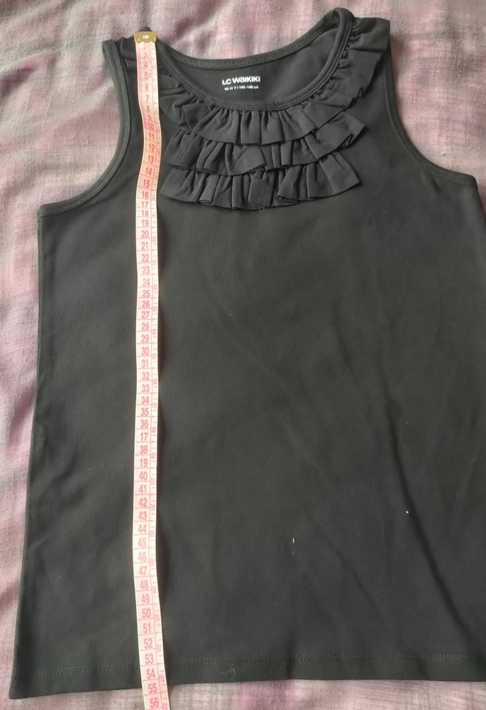 LC Waikiki Siyah Kız Çocuk Fırfırlı Kolsuz tişört - Görsel 5