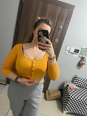 m Beden turuncu Renk H&m crop