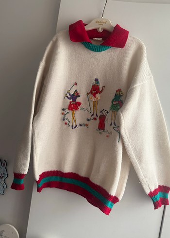 Nakışlı Bohem Kadın Triko Kazak - Görsel 2