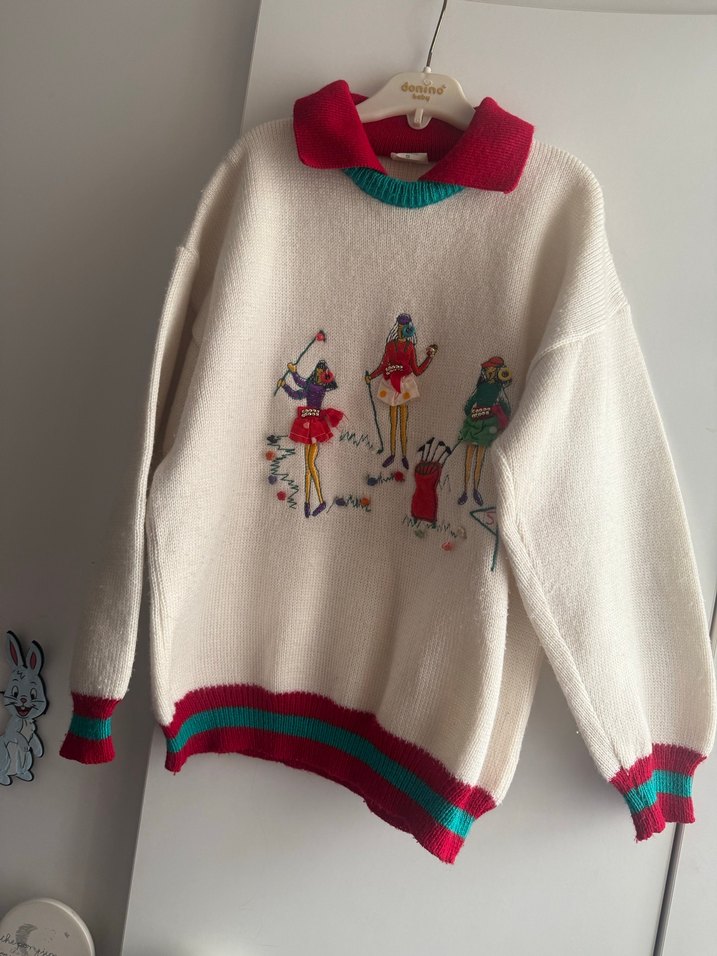 Nakışlı Bohem Kadın Triko Kazak - Görsel 2