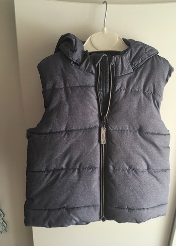 Erkek Çocuk Gri Kapüşonlu Fermuarlı Yelek - Görsel 3