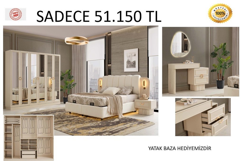 YATAK ODASI TAKİMİ YATAK BAZA HEDİYE FİYAT TEMSİLİDİR - Görsel 4
