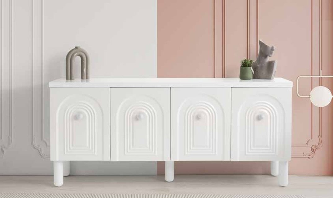 Beyaz Çocuk Dolabı Ahşap Detaylı - Görsel 5