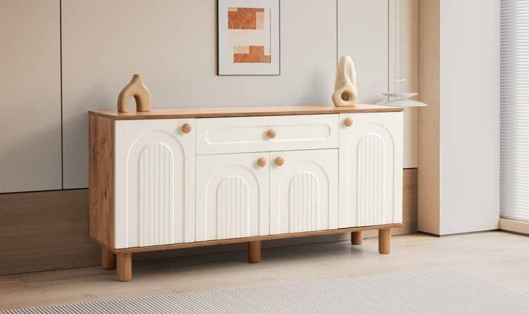 Beyaz Çocuk Dolabı Ahşap Detaylı - Görsel 2