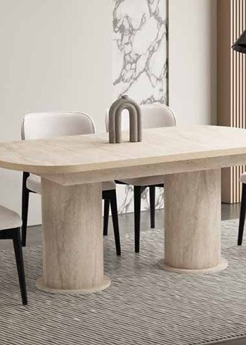 Çağdaş Bej Ahşap Yemek Masası - Görsel 2