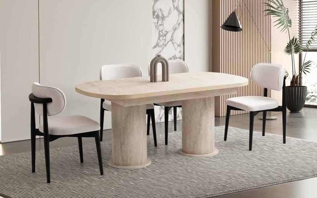 Çağdaş Bej Ahşap Yemek Masası - Görsel 2