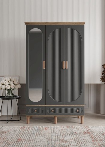 Beyaz Çocuk Gardırop, Aynalı ve Çekmeceli - Görsel 5