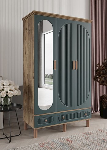 Beyaz Çocuk Gardırop, Aynalı ve Çekmeceli - Görsel 7