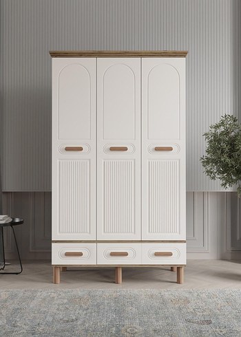 Beyaz Çocuk Gardırop, Aynalı ve Çekmeceli - Görsel 8