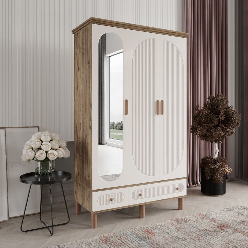 Beyaz Çocuk Gardırop, Aynalı ve Çekmeceli - Görsel 2