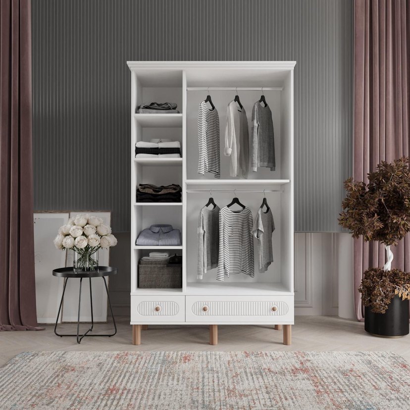 Beyaz Çocuk Gardırop, Aynalı ve Çekmeceli - Görsel 3