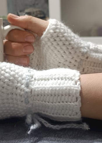 Vintage Tarzda Fırfırlı Örgü Eldiven - Görsel 2