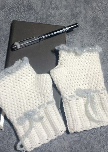 Vintage Tarzda Fırfırlı Örgü Eldiven - Görsel 4