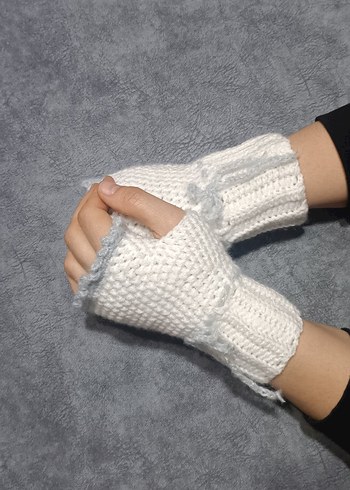 Vintage Tarzda Fırfırlı Örgü Eldiven - Görsel 6