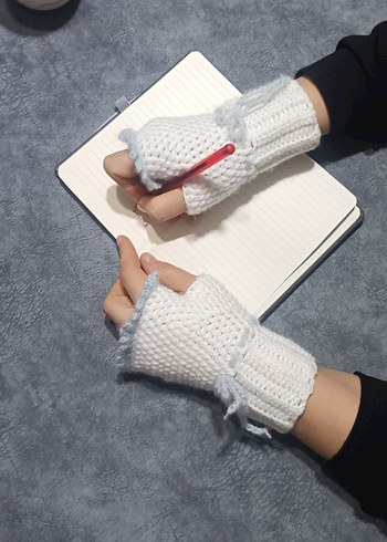 Vintage Tarzda Fırfırlı Örgü Eldiven - Görsel 3