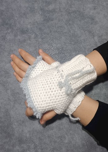 Vintage Tarzda Fırfırlı Örgü Eldiven - Görsel 7