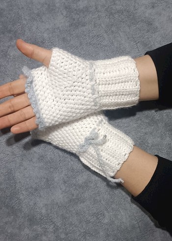 Vintage Tarzda Fırfırlı Örgü Eldiven - Görsel 8