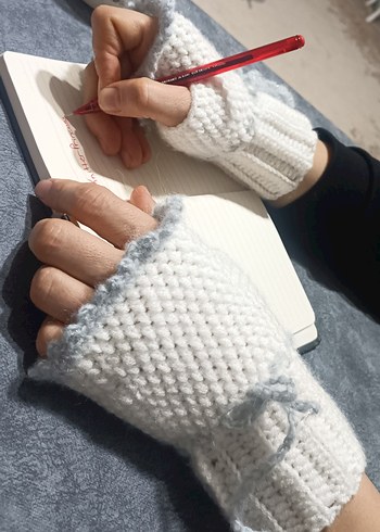 Vintage Tarzda Fırfırlı Örgü Eldiven - Görsel 5