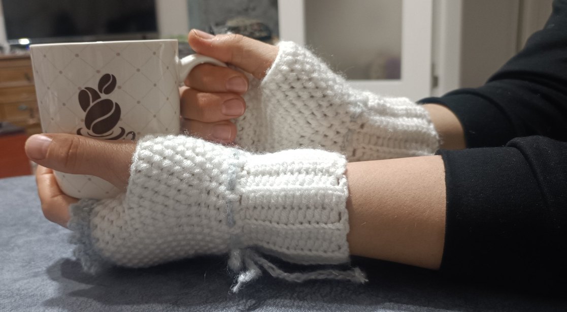 Vintage Tarzda Fırfırlı Örgü Eldiven - Görsel 2