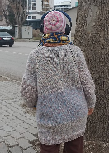 Pembe Çizgili Örgü Kadın Bere - Görsel 7