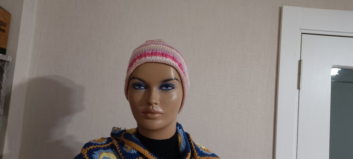 Pembe Çizgili Örgü Kadın Bere - Görsel 4