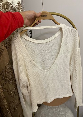 Bohem Tarzı Beyaz Kadın Triko Kazak - Görsel 3